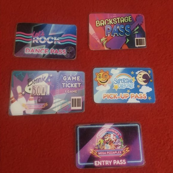 Custom Handmade Laminate Anime Manga Videogame Cosplay Fnaf Pass Pack Of 5 ! - Picture 1 of 1